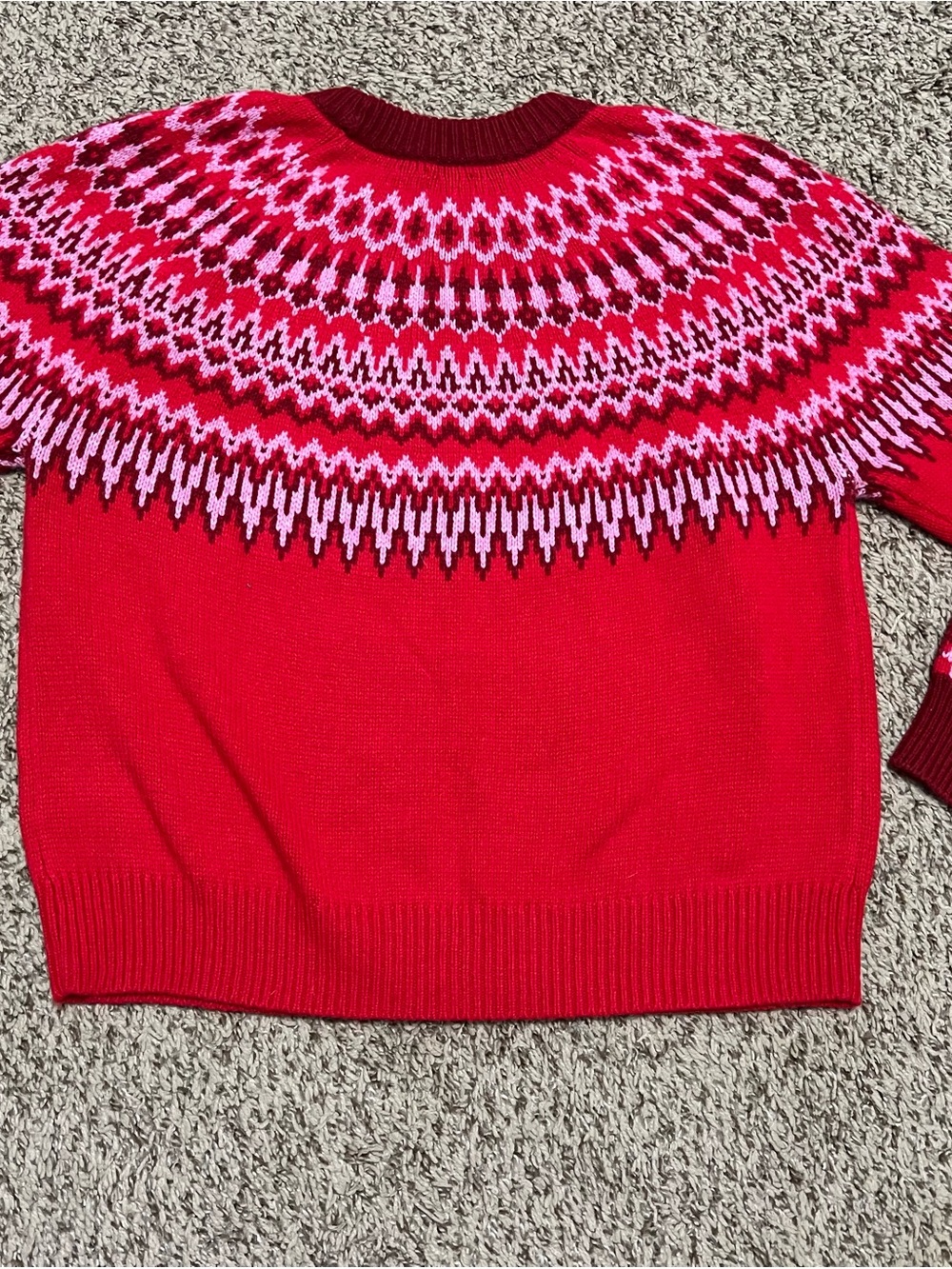 Vineyard Vines Red & Pink Fair Isle Crewneck Sweater - Picture 4 of 5